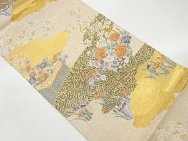 JAPANESE FUKURO OBI / WOVEN FLORAL PLANTS